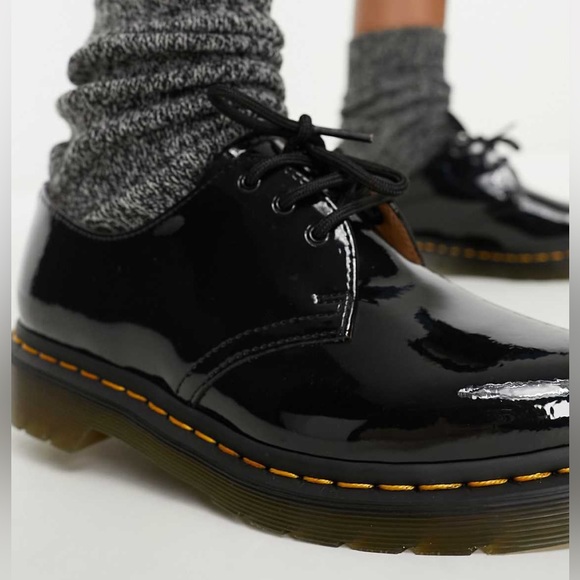 Dr. Martens Women’s SZ.8 Black  Patent Leather 1461  Oxford 3 Eye Shoes New - Picture 2 of 14